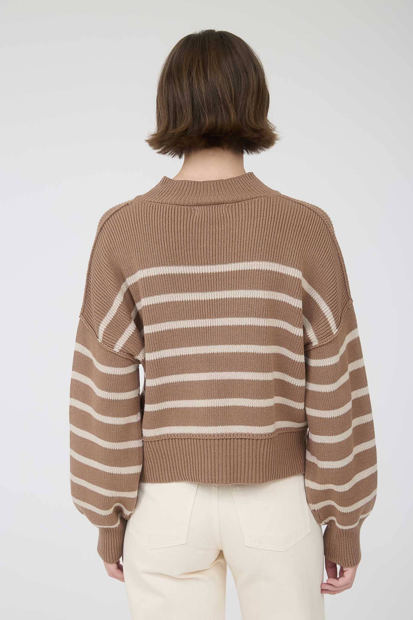 Cozy Stripe Mock Neck Sweater