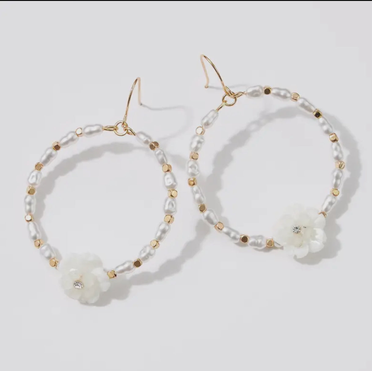 Shell Flower Hoop Earrings