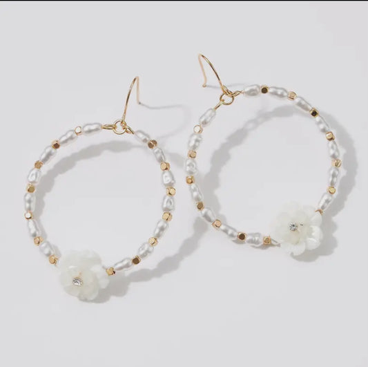 Shell Flower Hoop Earrings