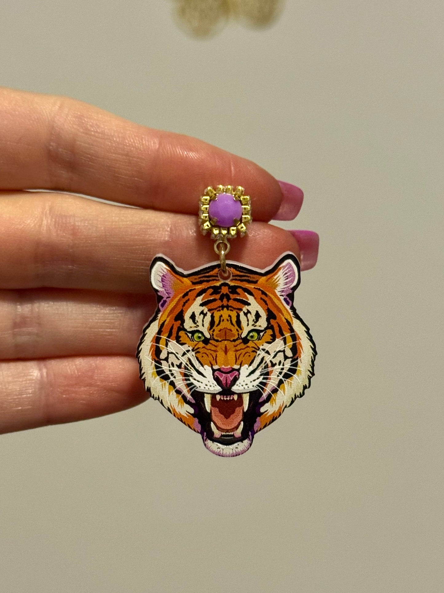 Fierce Fan Tiger Face Earrings