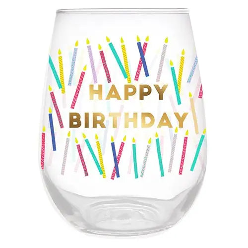Wine Glass - Happy Birthday Candles