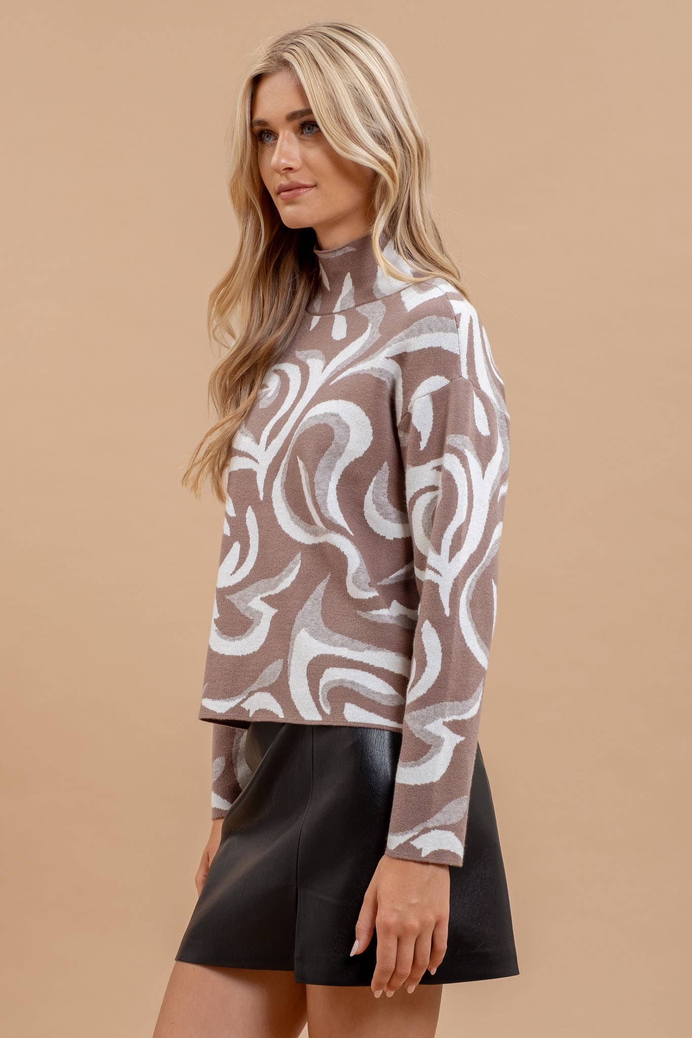 The Milan Marble Mock Neck Sweater