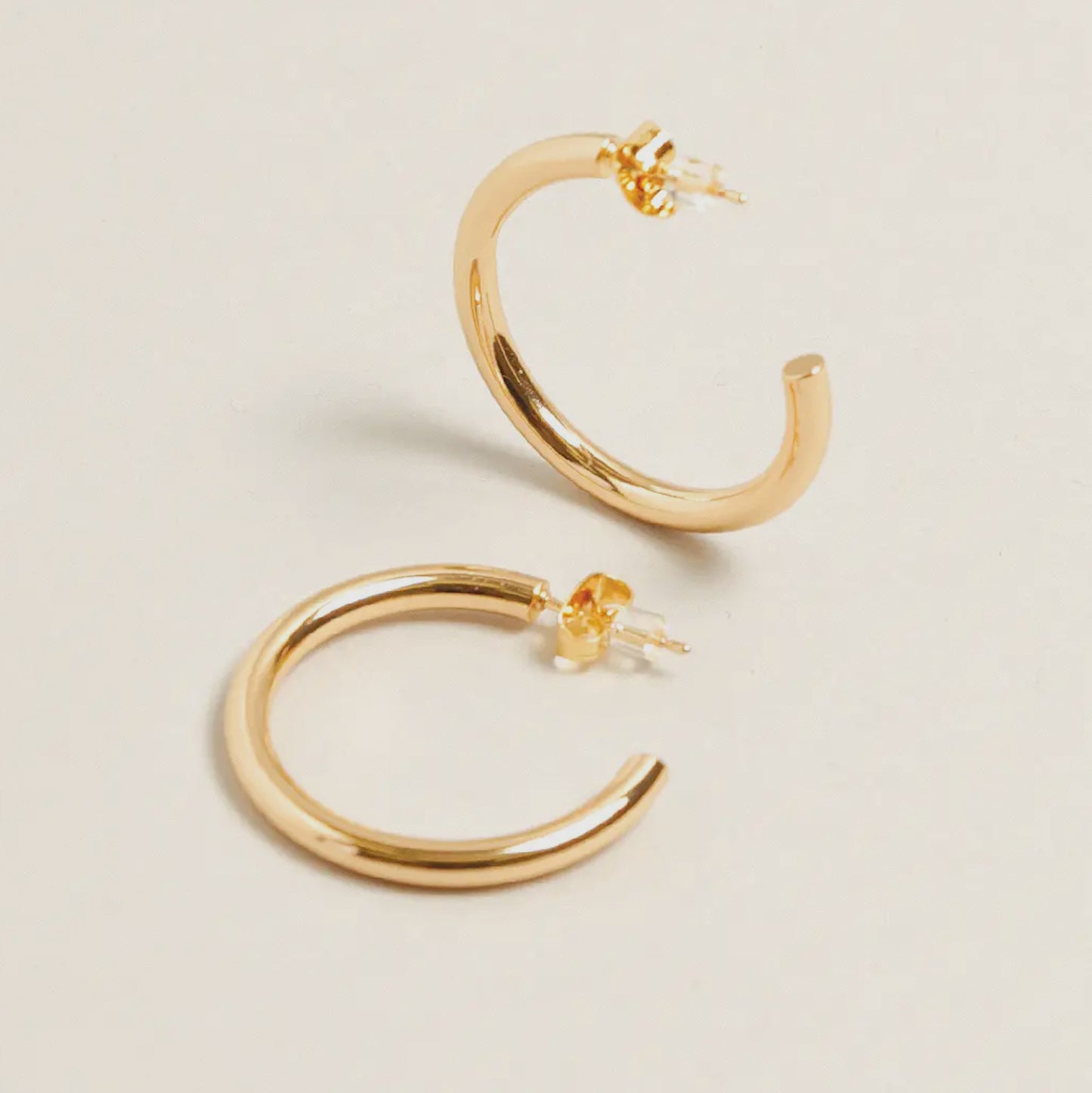 14K Gold Dipped Post Hoop Earrings