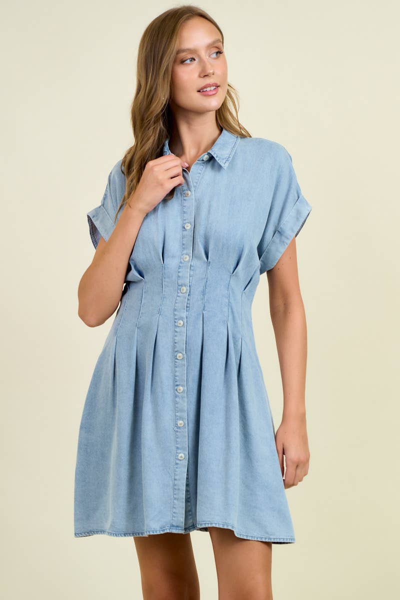The Cinched Chambray Shirt Dress