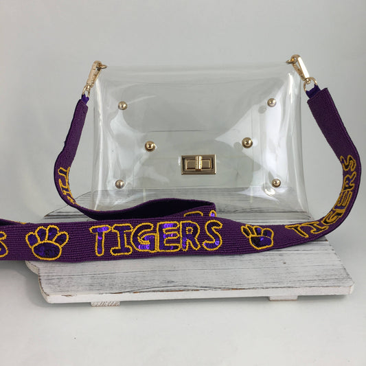TIGERS purse strap w/clear purse