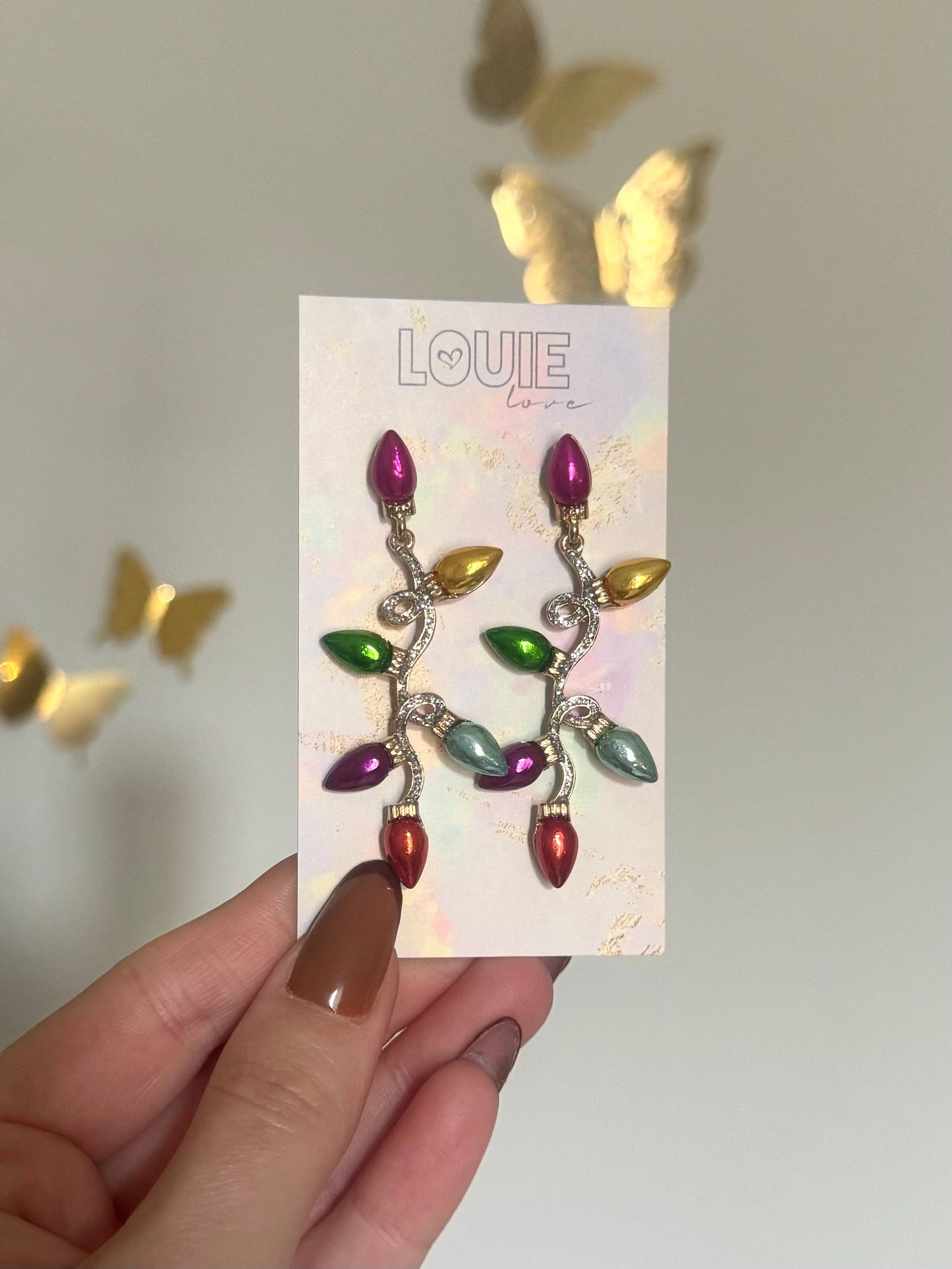 Colorful Metal Christmas Light Drop Earrings