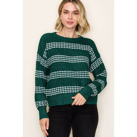 Evergreen Textured Stripe Sweater