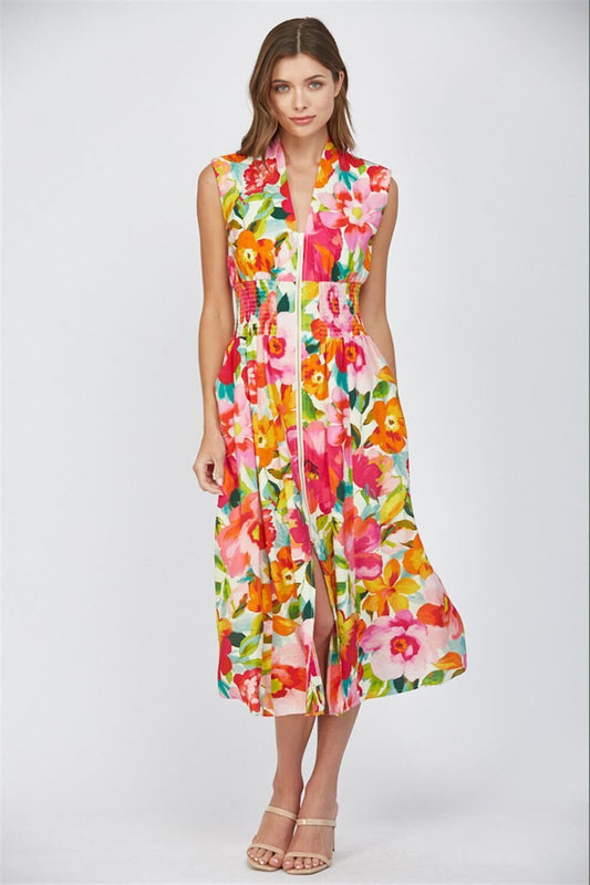 Flora Luxe Zip Dress