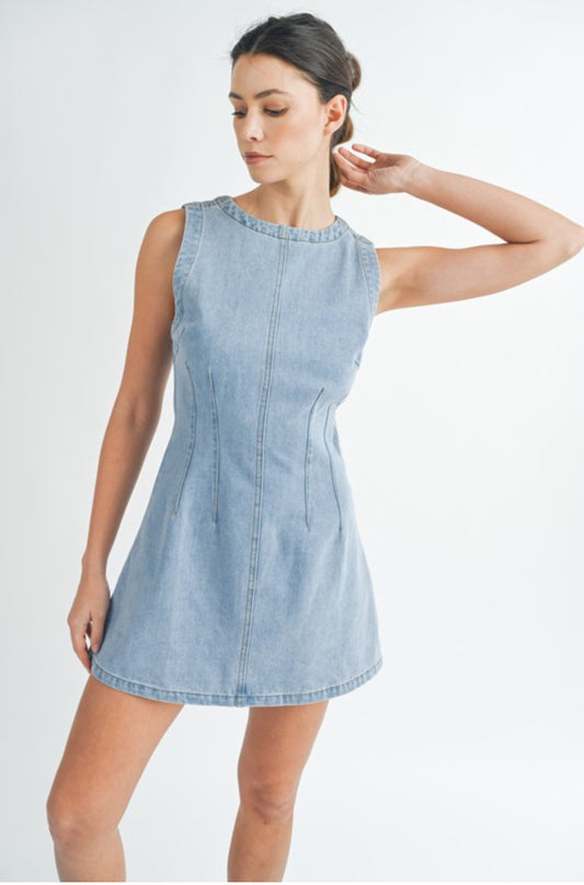 Sleeveless Denim Mini Dress