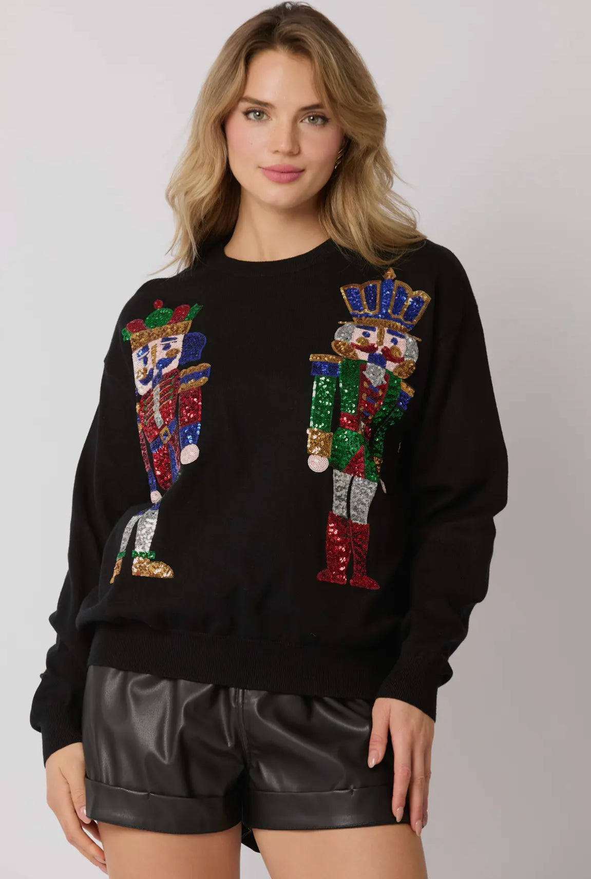 Black Sequin Nutcracker Sweater