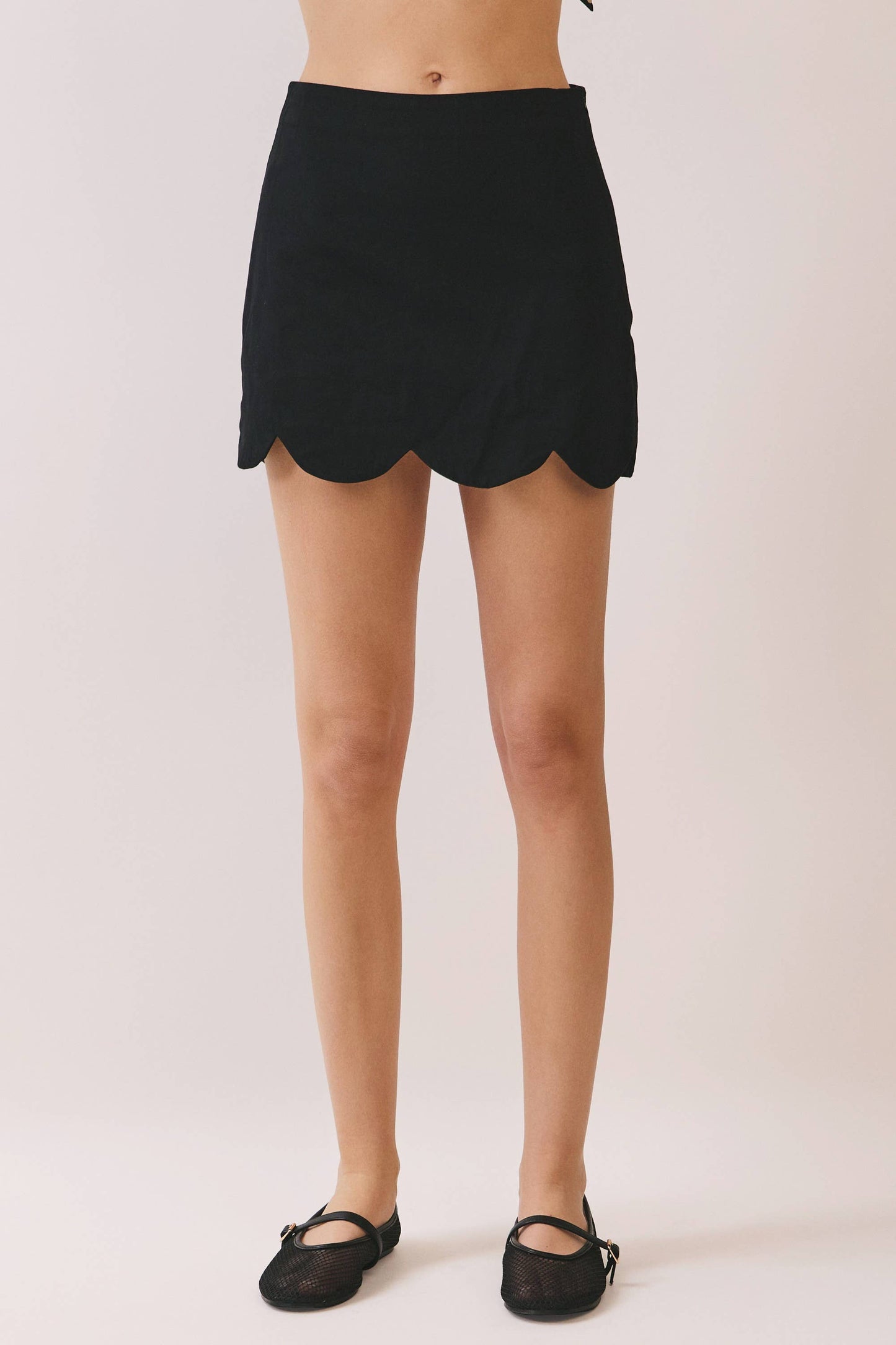 White Scalloped Hem Skirt