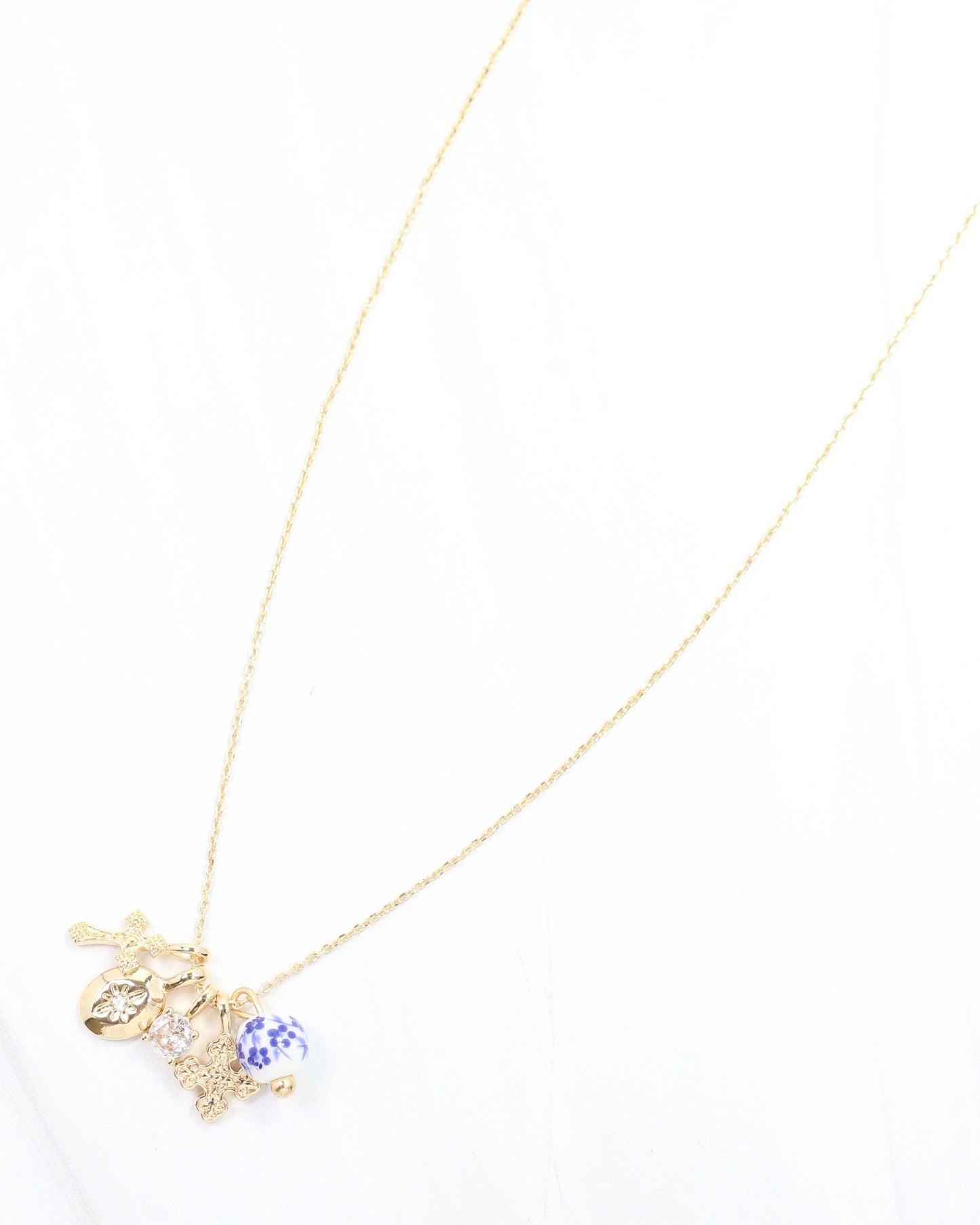Crossing  Blue Jordan Charm Necklace Set Gold