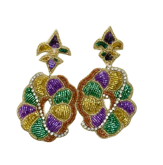 Mardi Gras King Cake Earrings