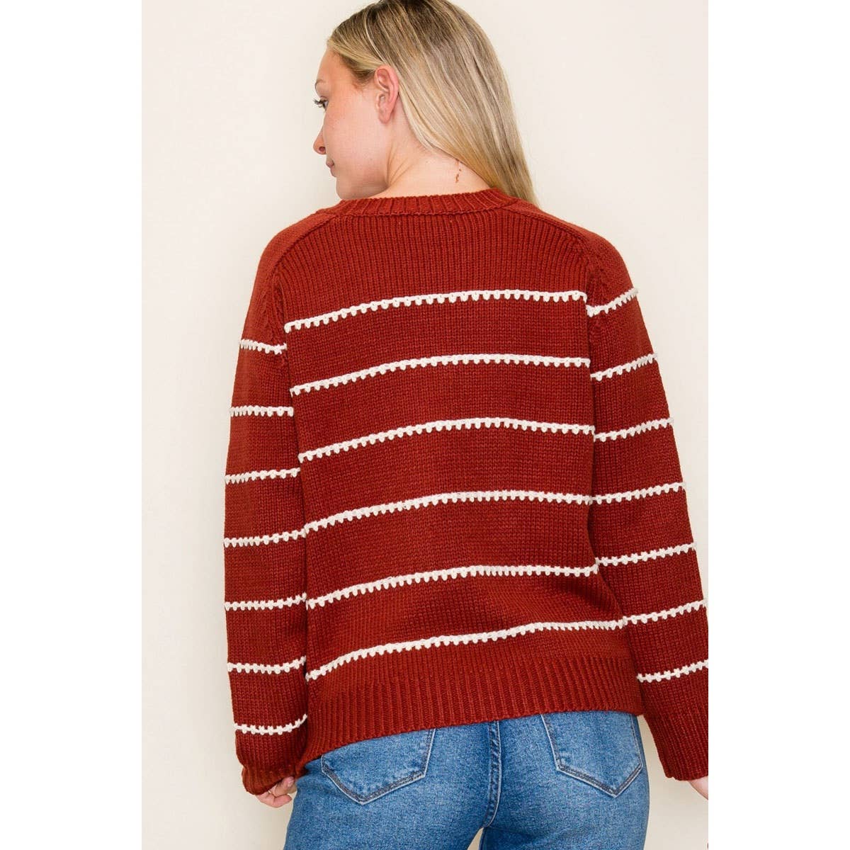 Rust Haven Blanket Stitch Sweater