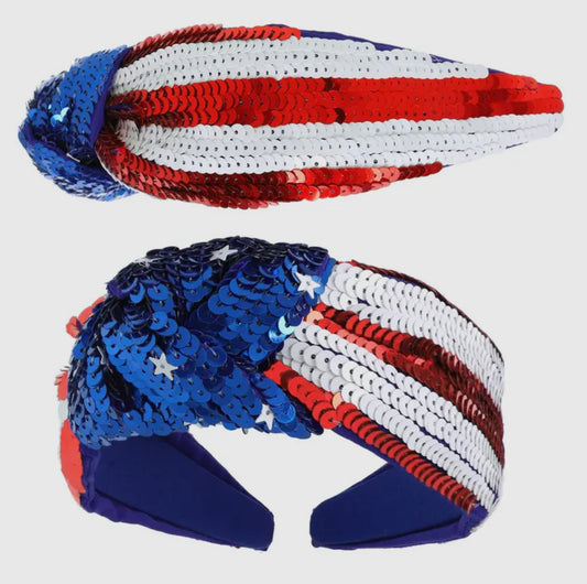 Patriotic Tricolor Sequin Headband