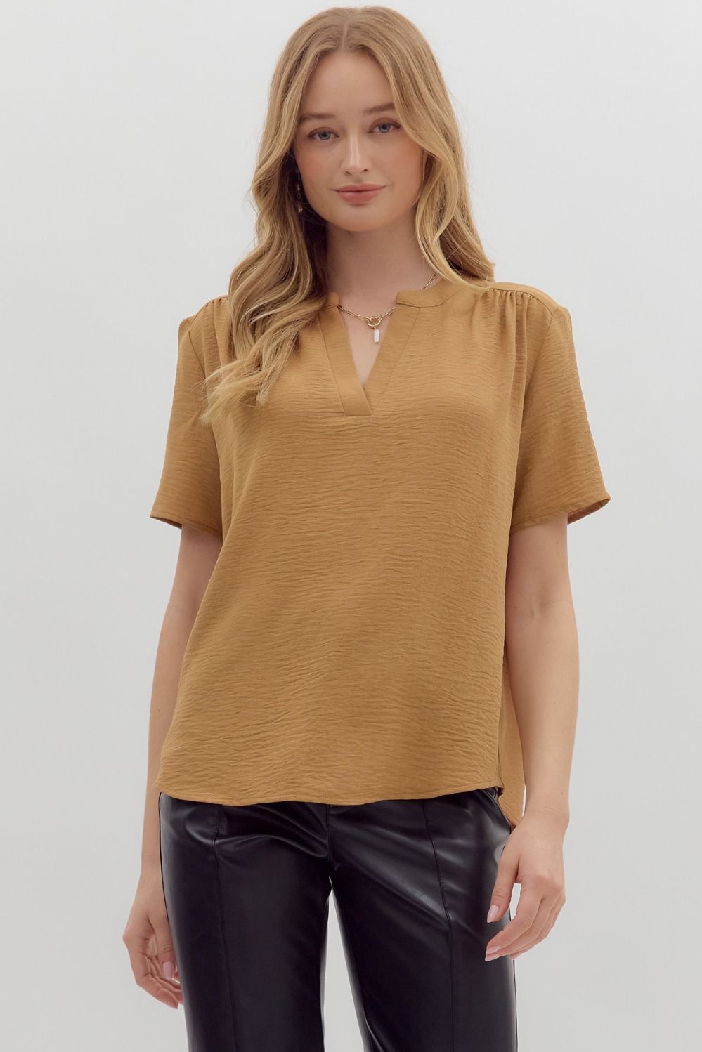 The Split V-Neck Woven Top