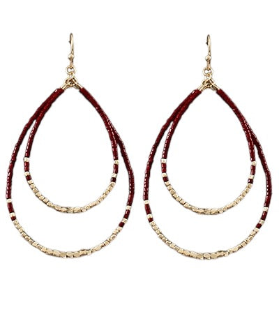 Beaded Open Teardrop Dangle Earrings