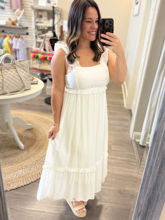 Empire Waist Ruffle Midi Dress