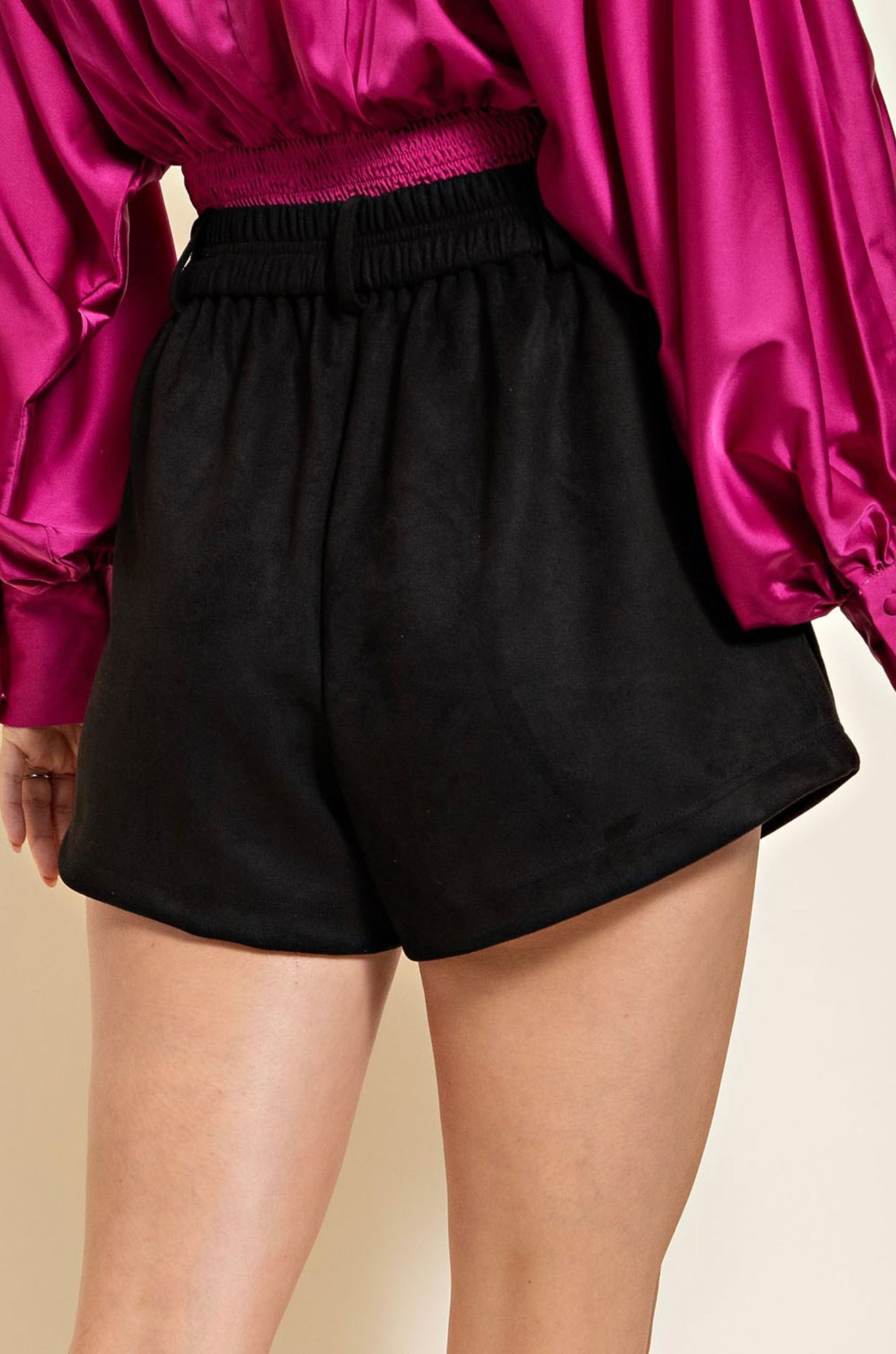 Black Faux Suede Hight Waisted Shorts