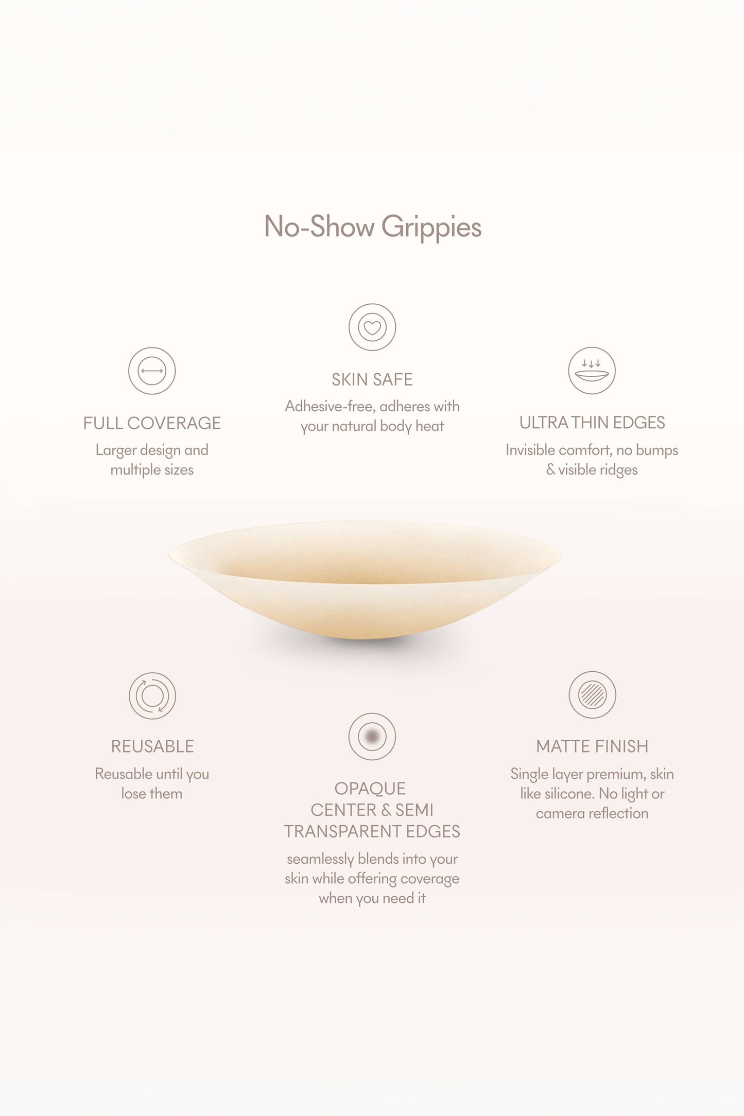 Grippies No-Show | NON-ADHESIVE Reusable Nipple Covers