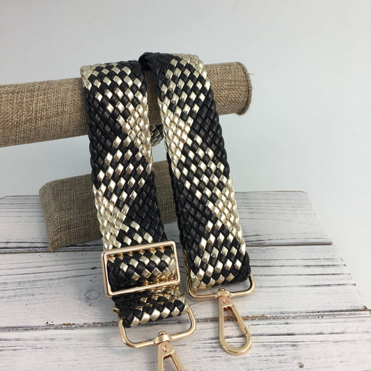 Black and gold woven braid purse strap