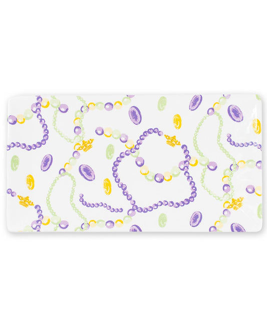 Mardi Gras Bead Rectangle Platter   12x6.5