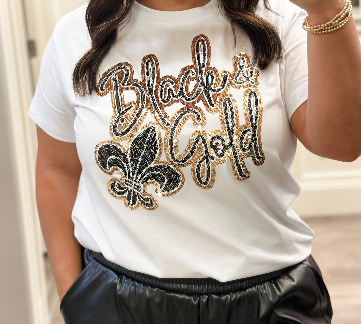 Black & Gold Sequin Top