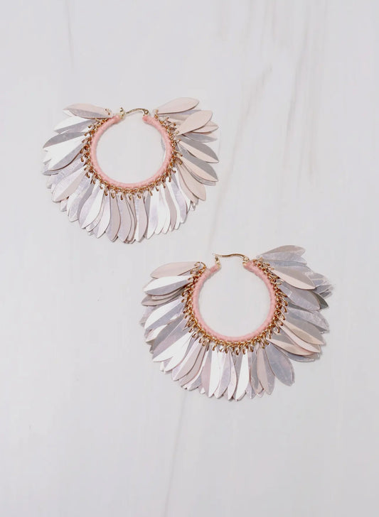 Ramon Sequin Hoop Earrings - Blush