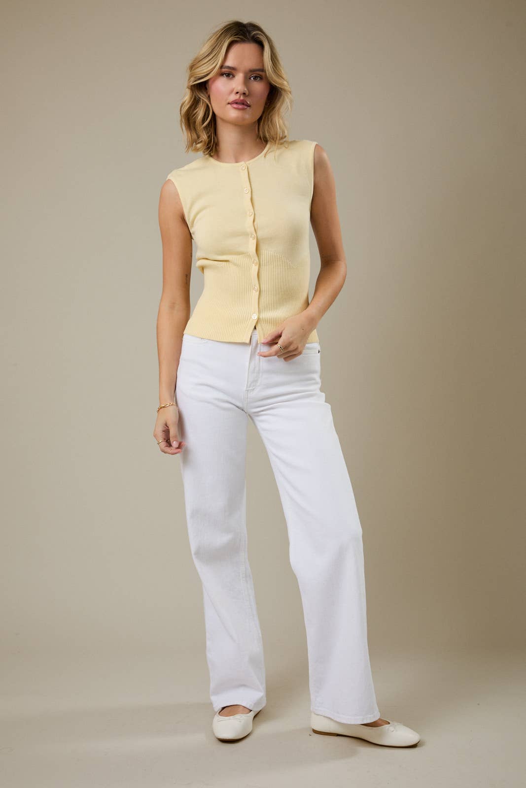 Soft Lemon Sleeveless Knit Top