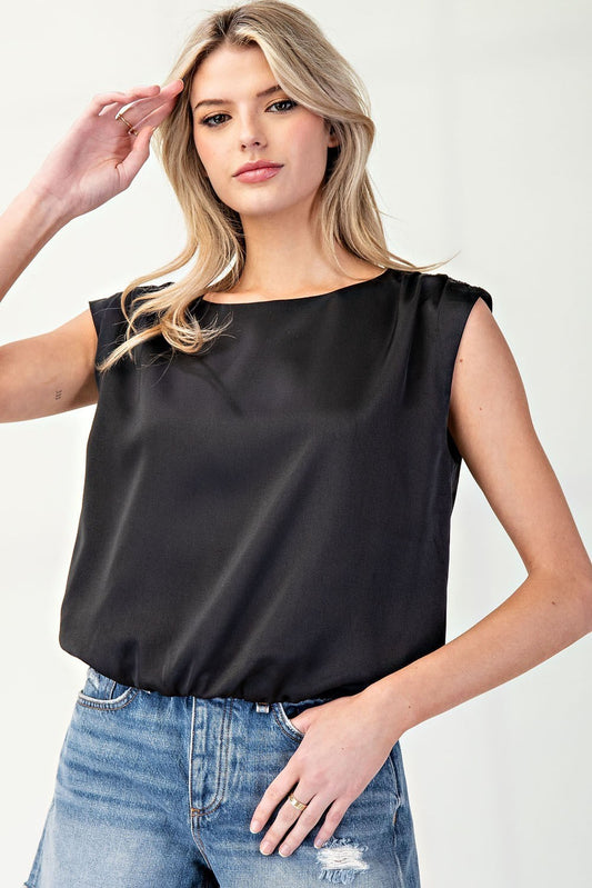 Satin Luxe Sleeveless Blouse Top