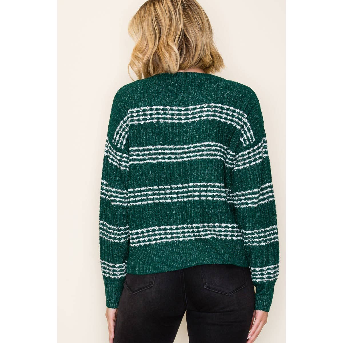 Evergreen Textured Stripe Sweater