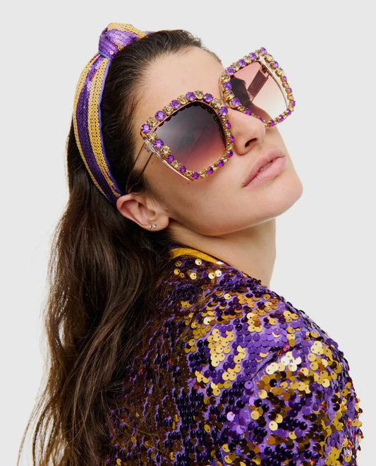 Purple & Gold Rhinestone Sunglasses