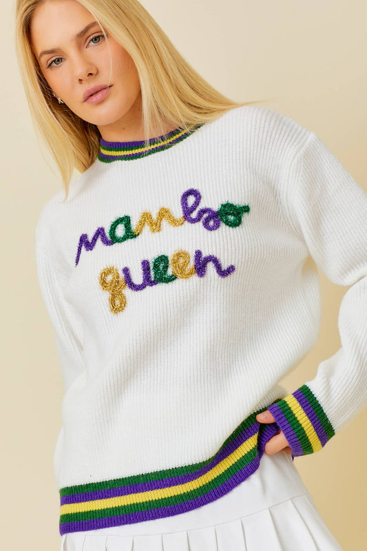 Mardi Gras Sparkle MAMBO QUEEN Sweater