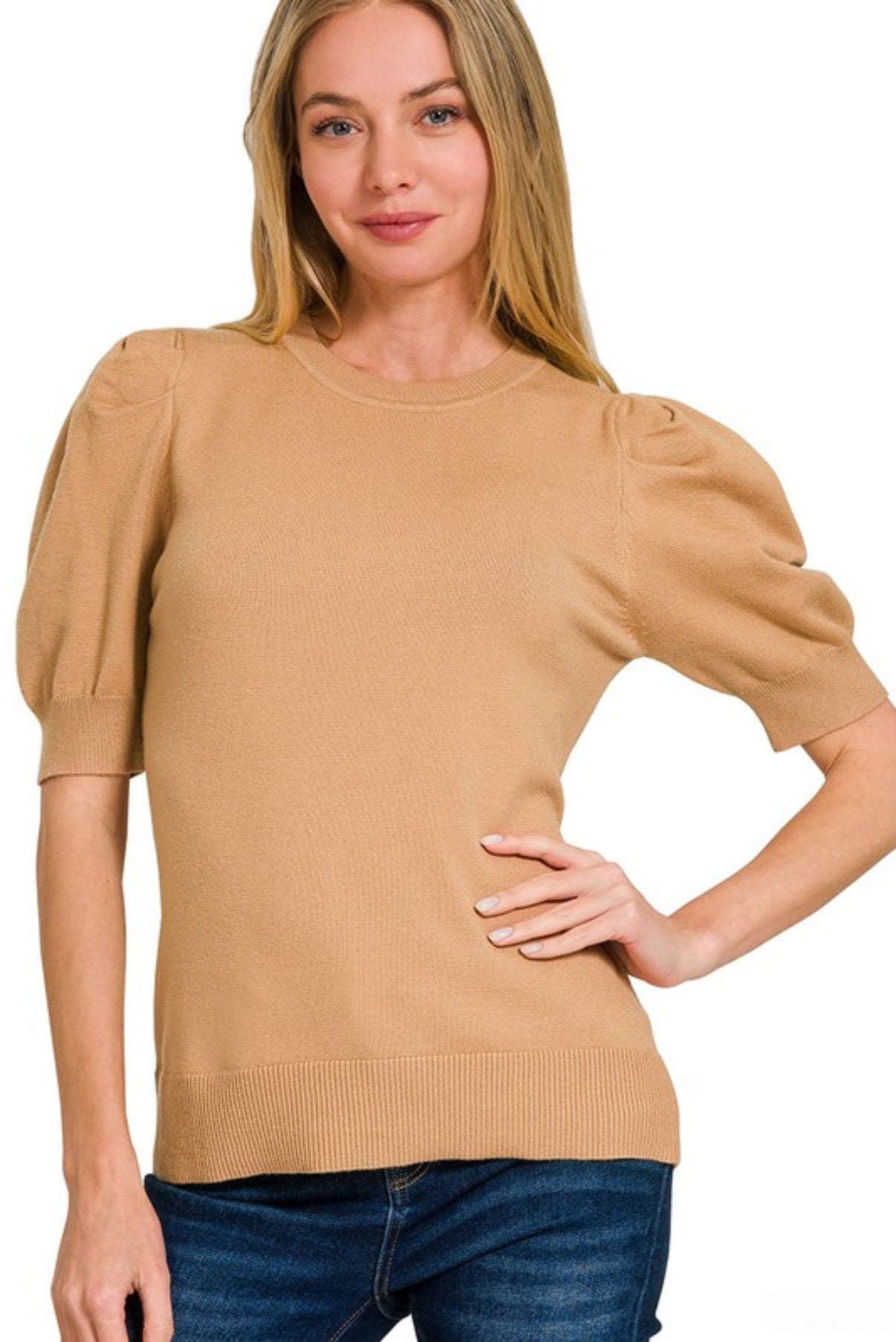 Puff Sleeve Sweater Top