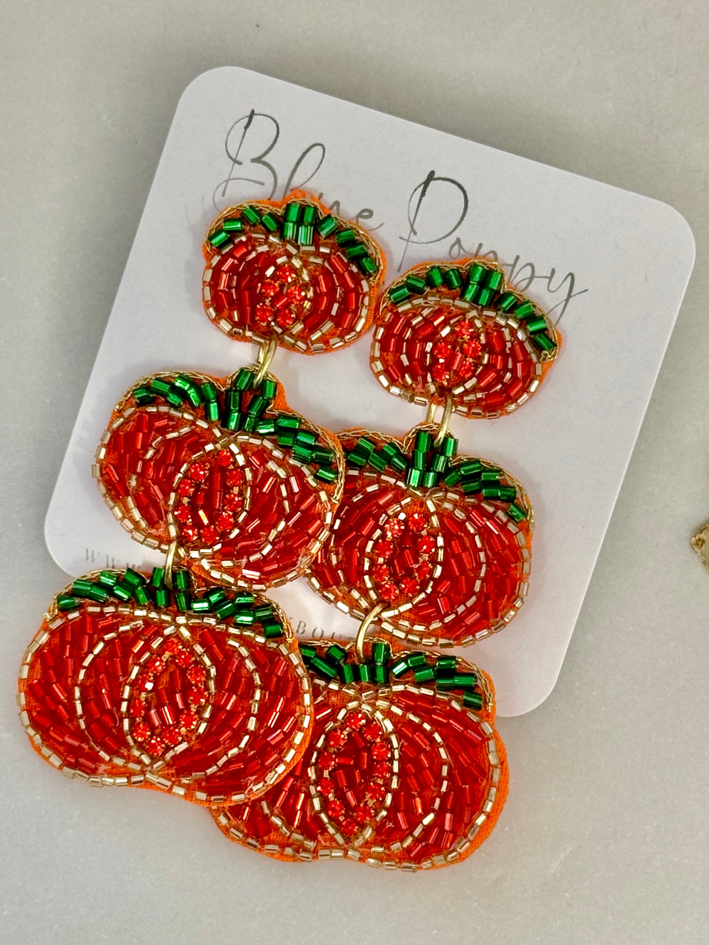 Stacked Pumpkin Beaded Earrings