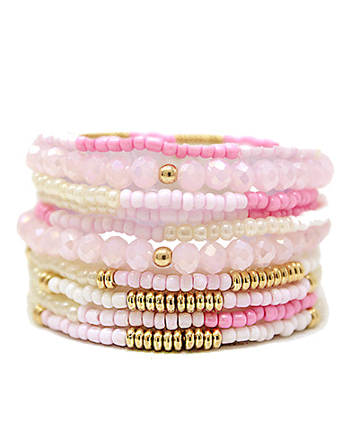 Pink Multi Stretch Bead Bracelets