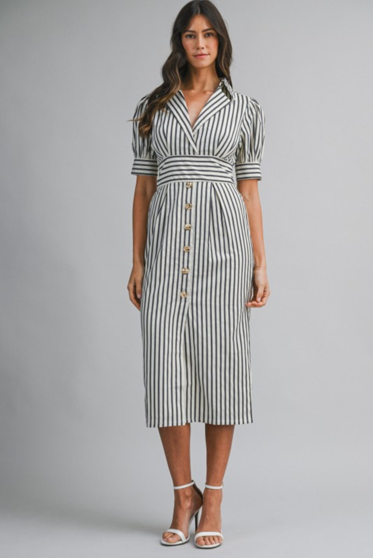 The Harbor Stripe Midi Dress
