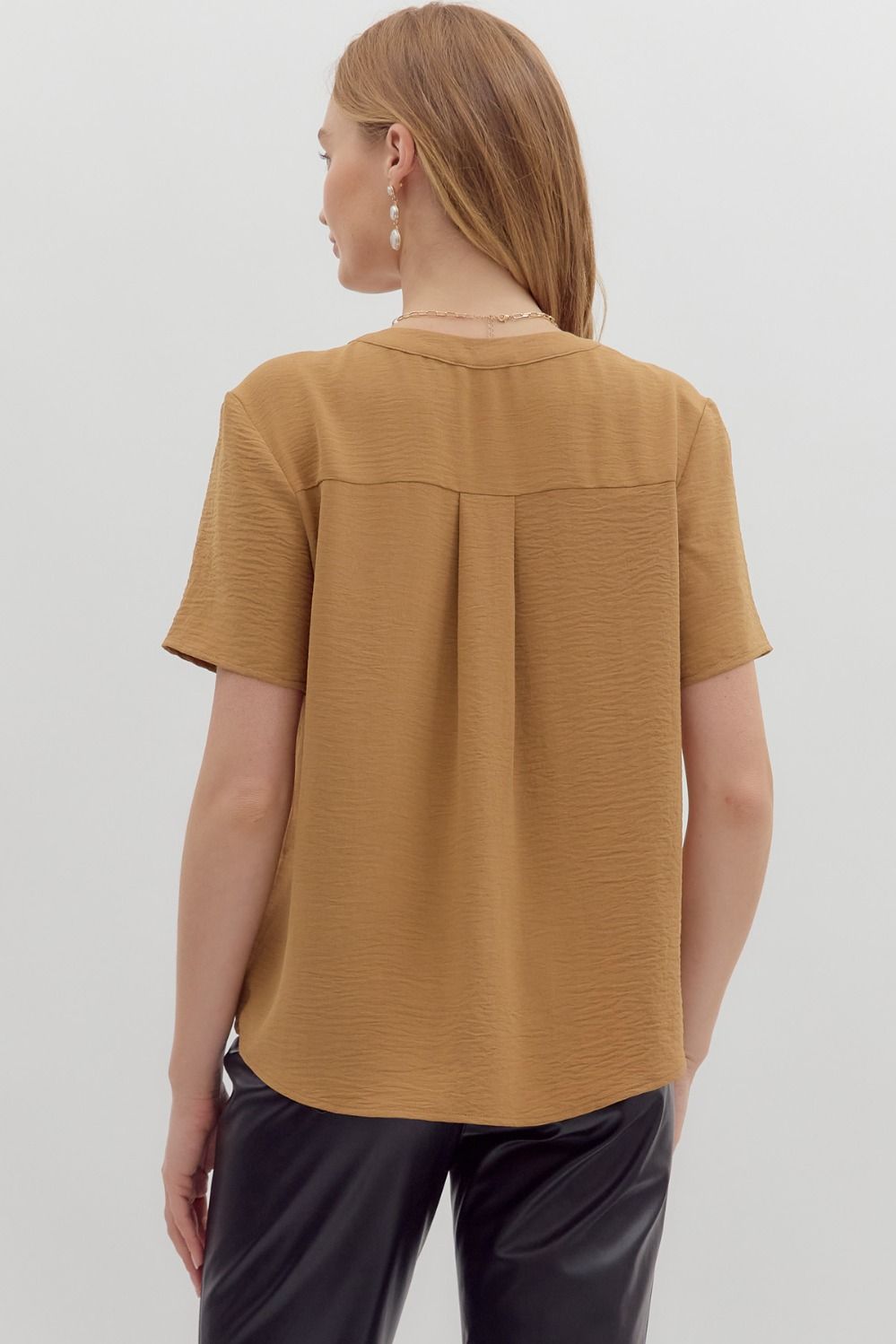 The Split V-Neck Woven Top
