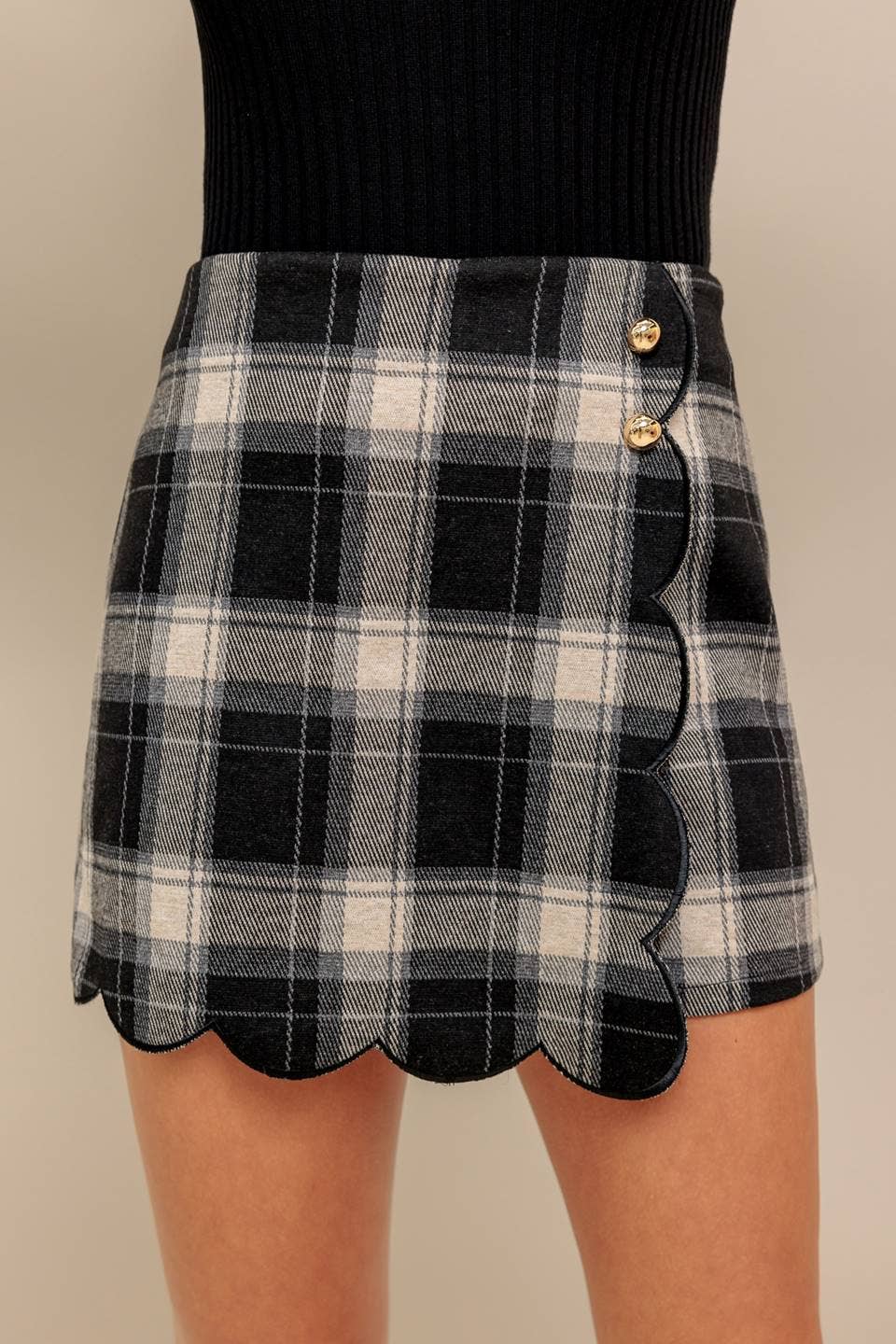 Scalloped Plaid Skort