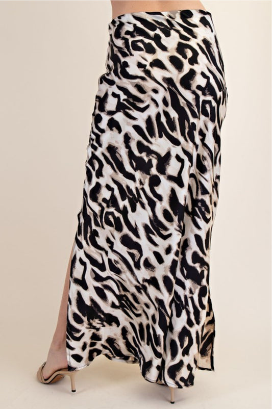 Printed Satin Maxi Skirt