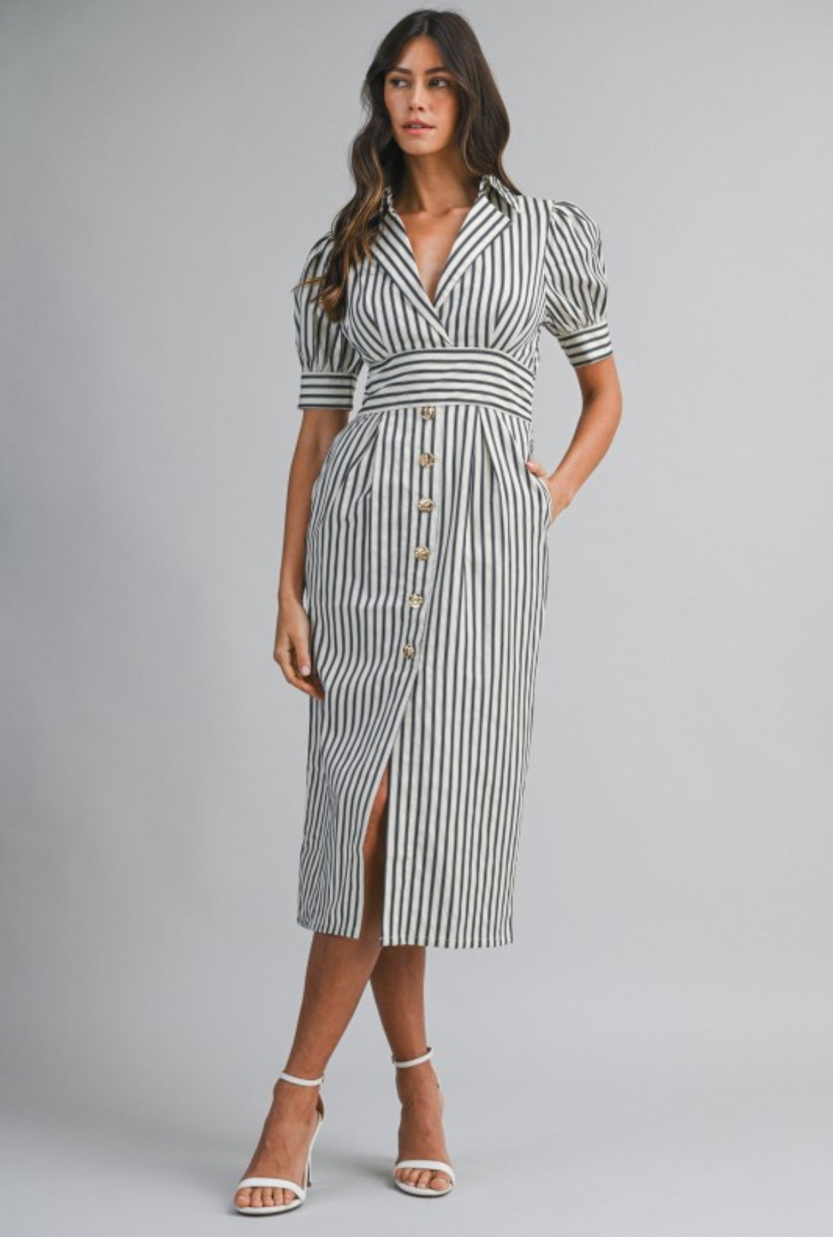 The Harbor Stripe Midi Dress