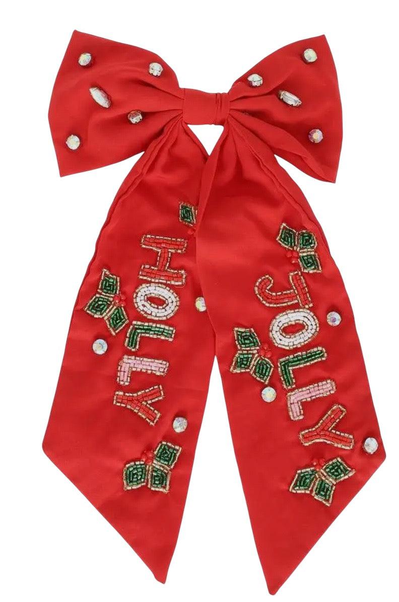 Red Holly Jolly Hair Bow