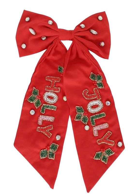 Red Holly Jolly Hair Bow