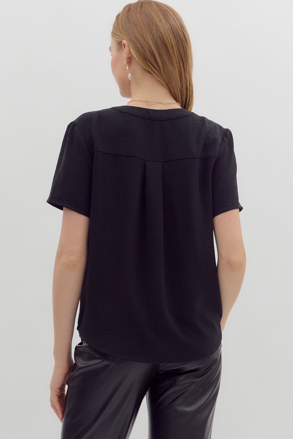 The Split V-Neck Woven Top