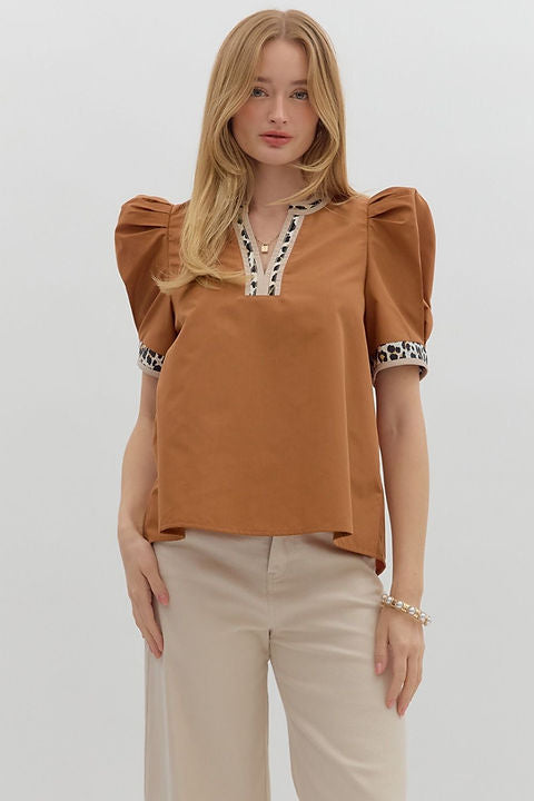 Wild Accent Puff Sleeve Top