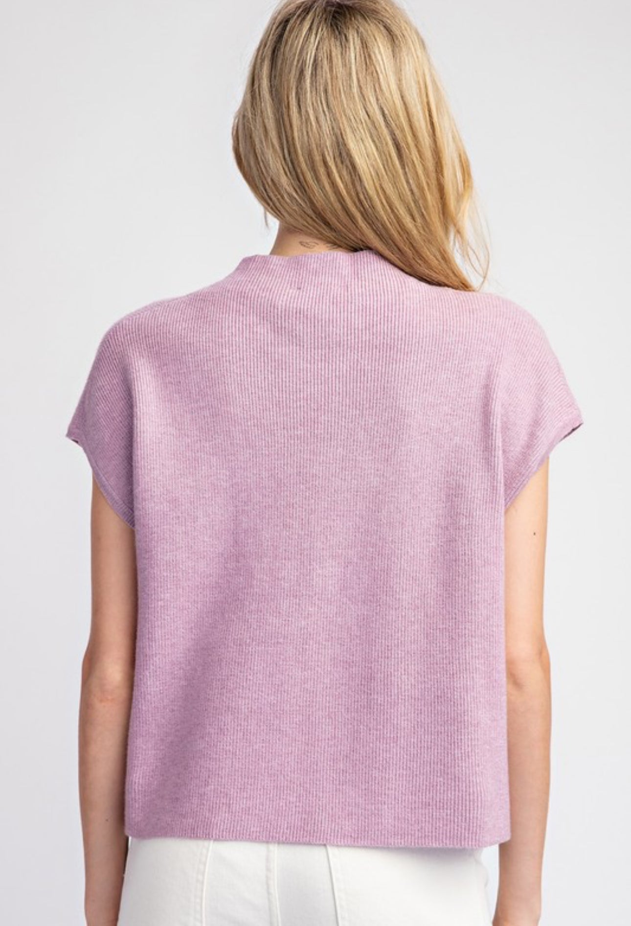 Short Sleeve Sweater Top with Pocket