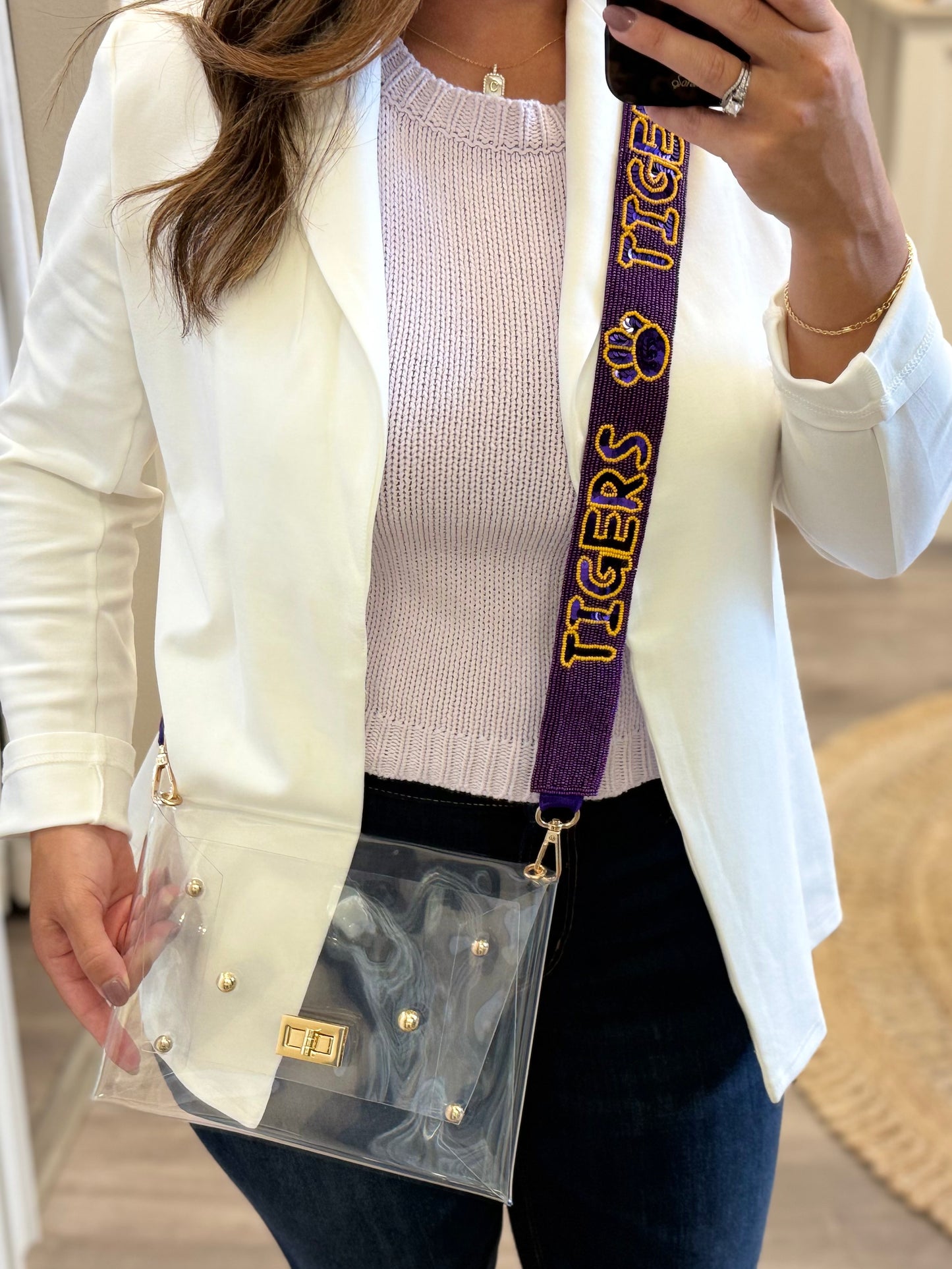 Clear Purse w/ Tigers Beaded Purse Strap