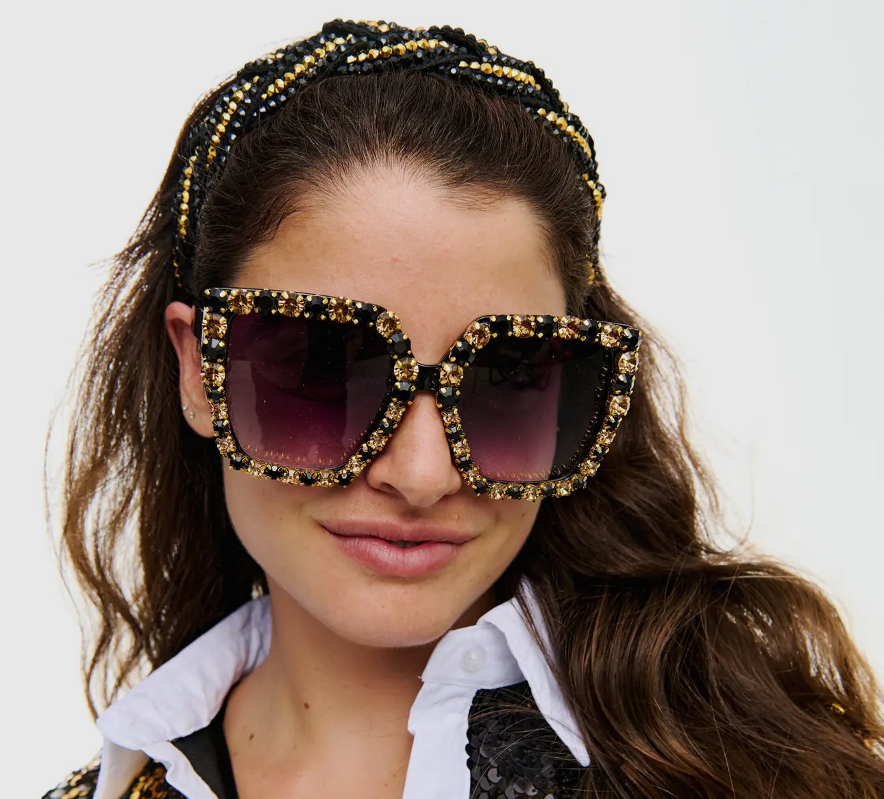 Black & Gold Rhinestone Sunglasses