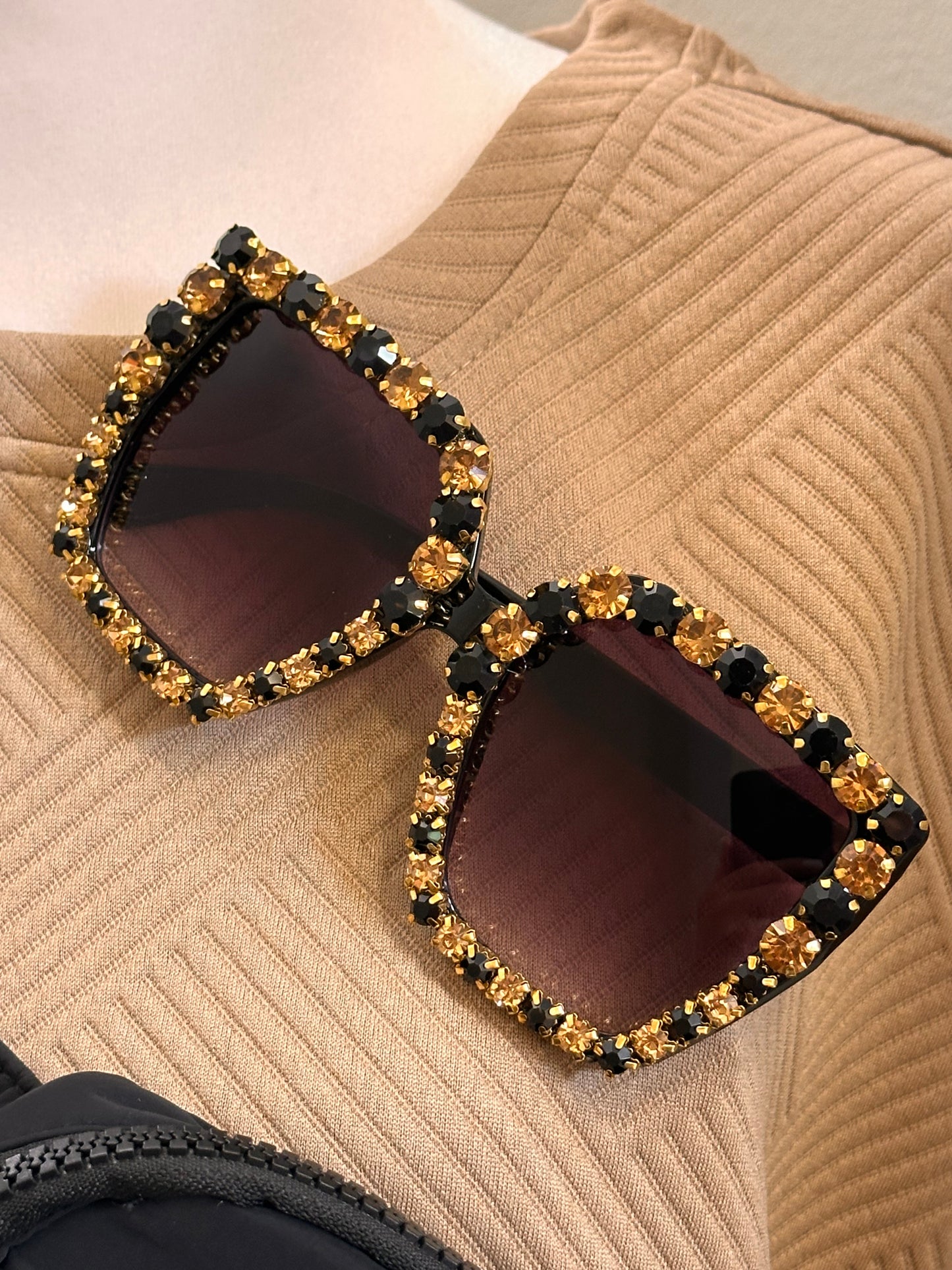 Black & Gold Rhinestone Sunglasses