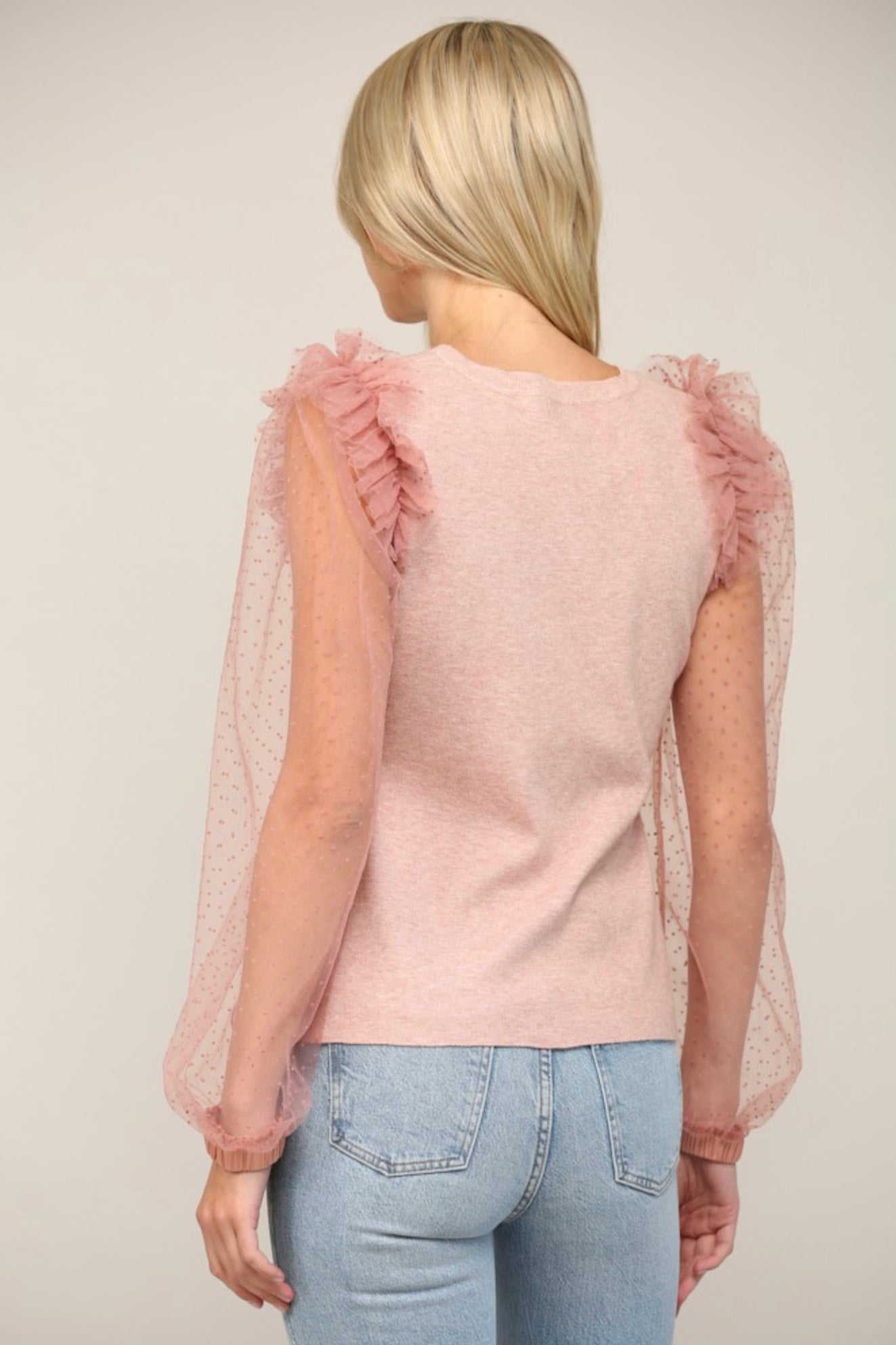 Tulle Sheer Sleeve Sweater